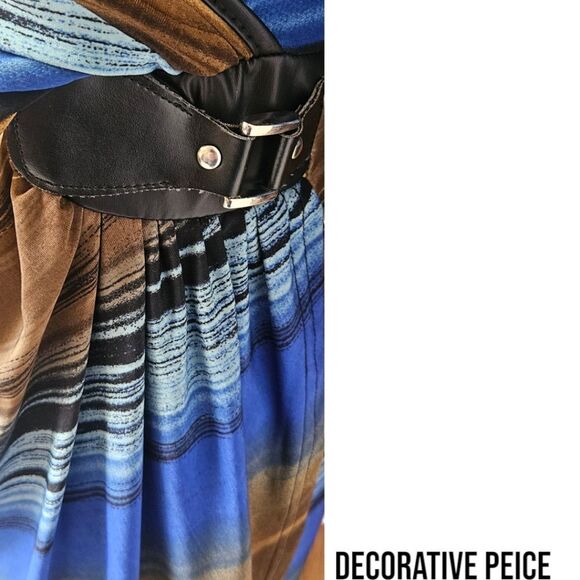 MLLE GABRIALLE Plus Size Multi- Color Stripped Wrap 1/2'Sleeve Midi Dress 3X - Picture 6 of 15